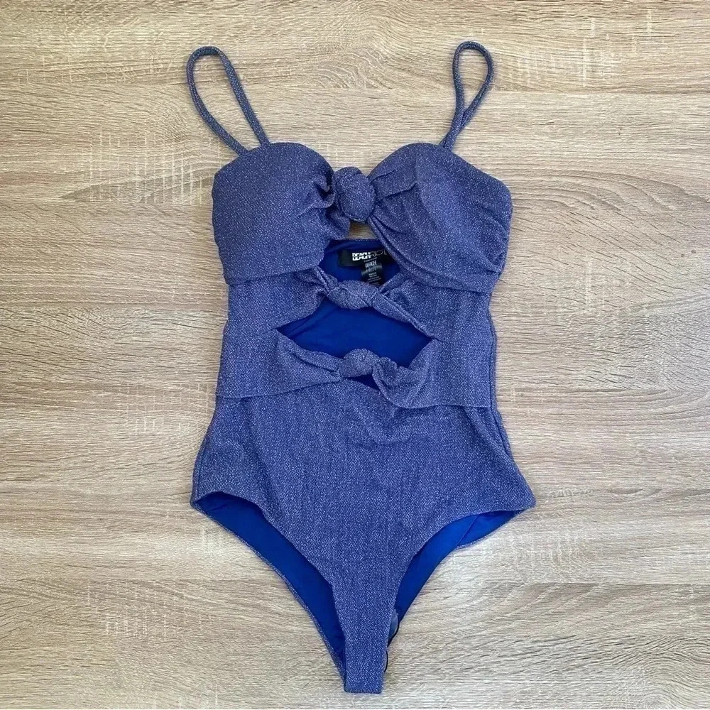 New Beach Riot Karla One Piece Swimsuit Shimmer Blue Small